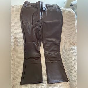 Brown Faux Leather Pants